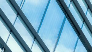 a glass walled building