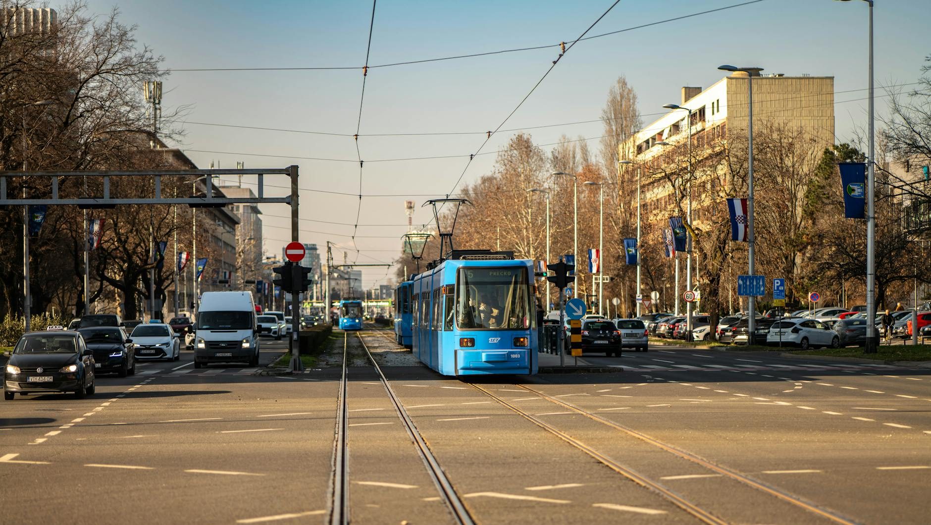 urban tramway in zagreb croatia